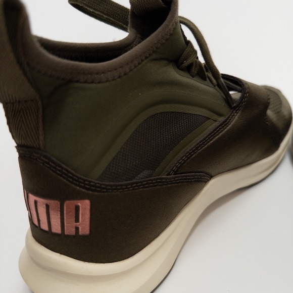 Puma Phenom Running Shoes Womens 6.5 Olive Green Rose Gold High Top - Picture 13 of 16